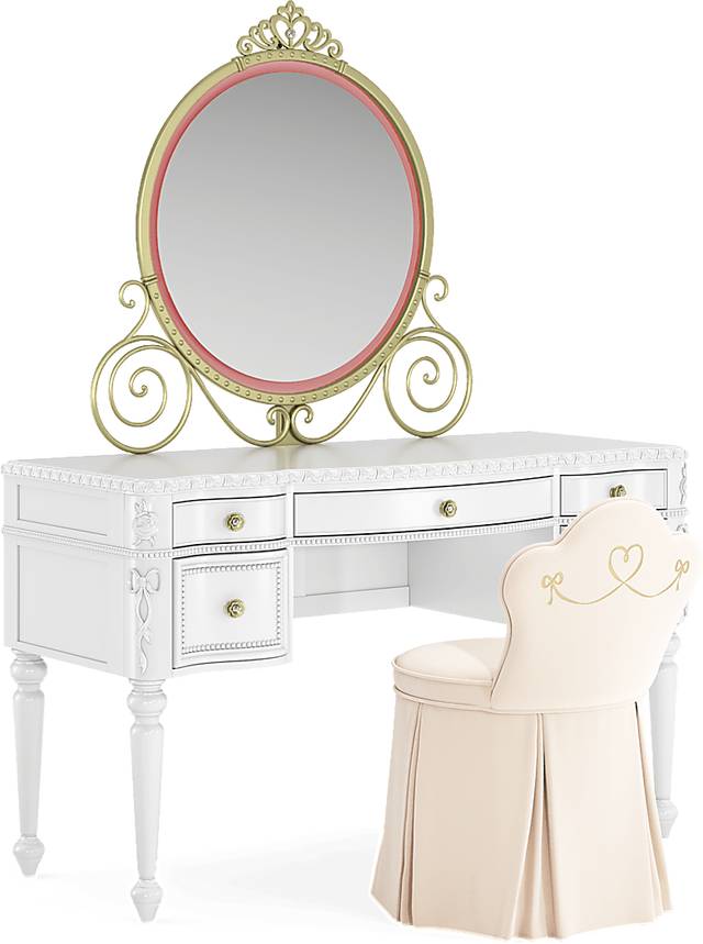 Disney Princess Sparkle White Desk with Carriage Mirror and Vanity Chair - Thumbnail - Image 8