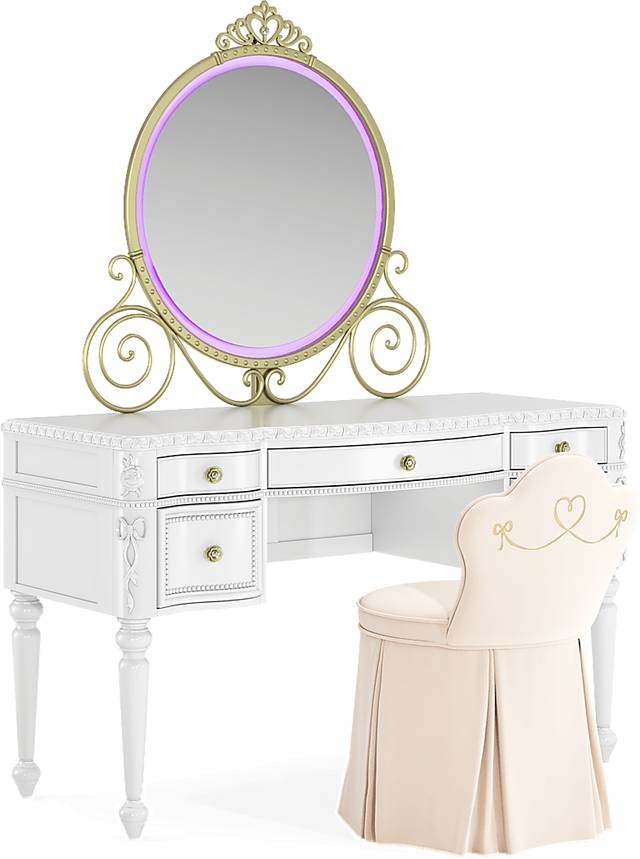 Disney Princess Sparkle White Desk with Carriage Mirror and Vanity Chair - Thumbnail - Image 9