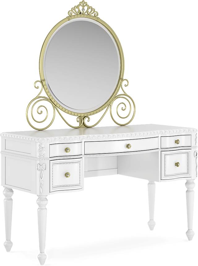 Disney Princess Sparkle White Desk with Carriage Mirror - Thumbnail - Image 2