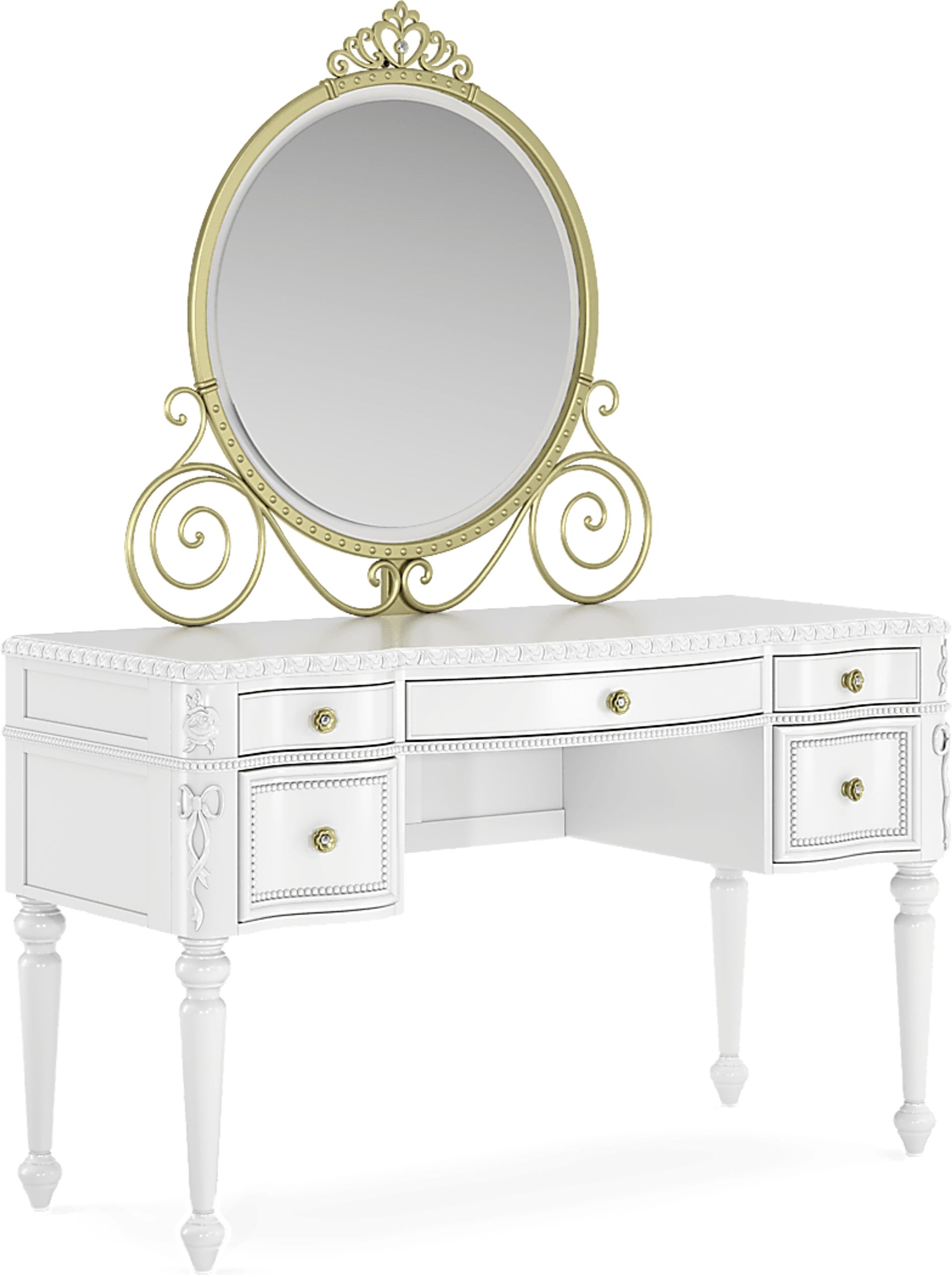 Disney Princess Sparkle White Desk with Carriage Mirror - Image 2