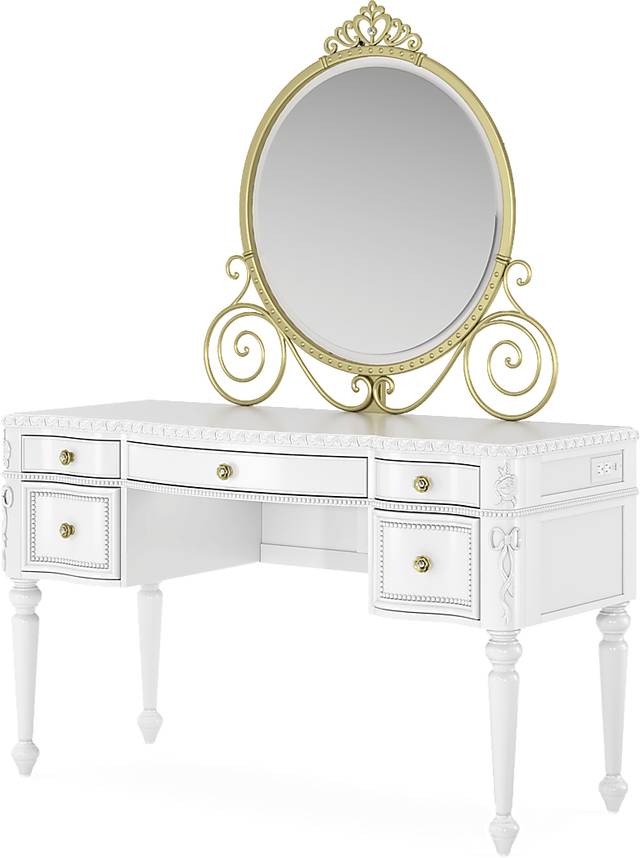 Disney Princess Sparkle White Desk with Carriage Mirror - Thumbnail - Image 3