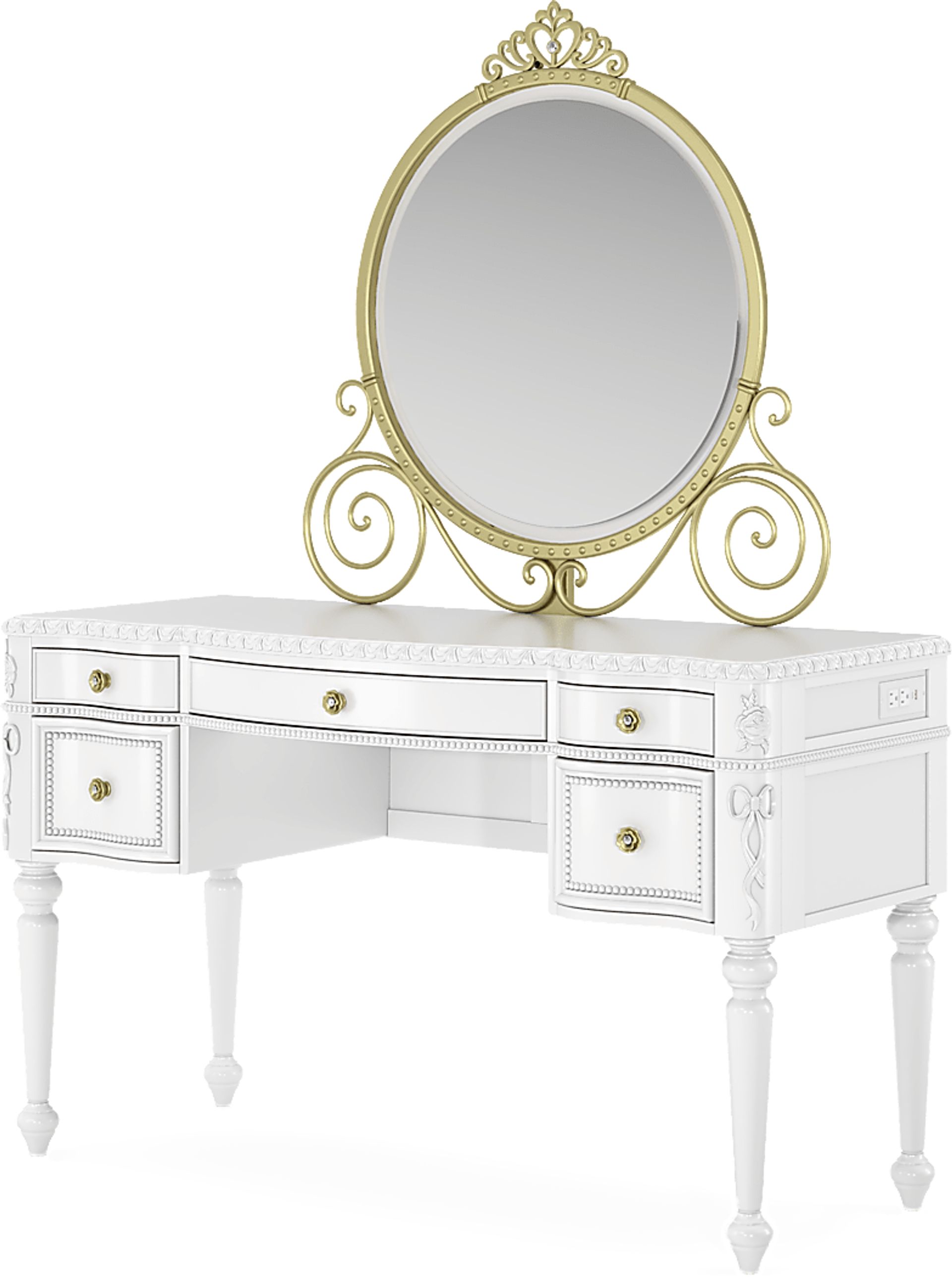 Disney Princess Sparkle White Desk with Carriage Mirror - Image 3