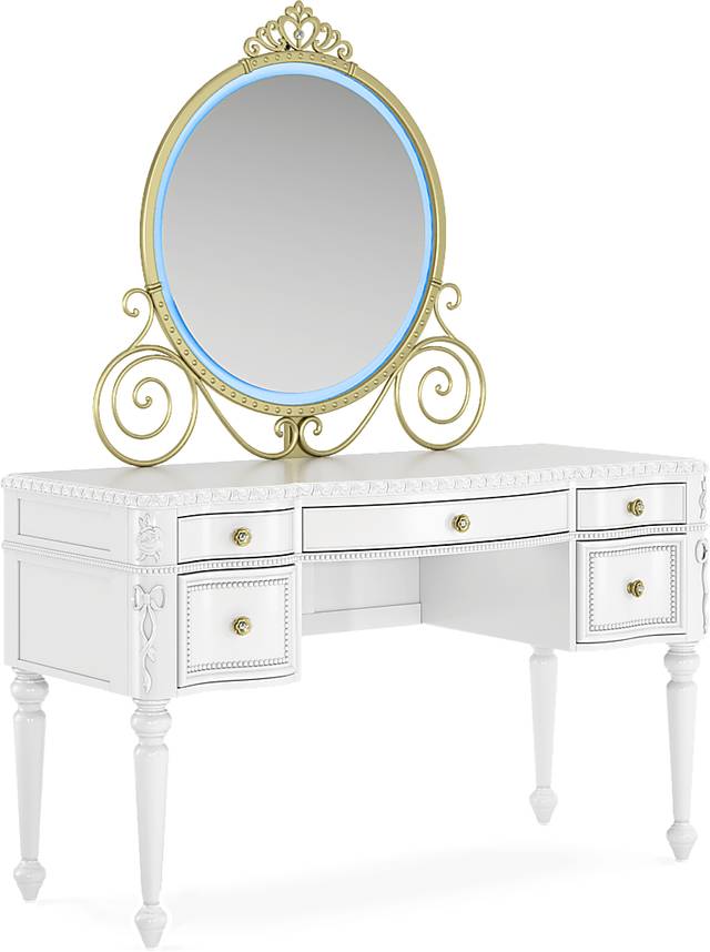 Disney Princess Sparkle White Desk with Carriage Mirror - Thumbnail - Image 4