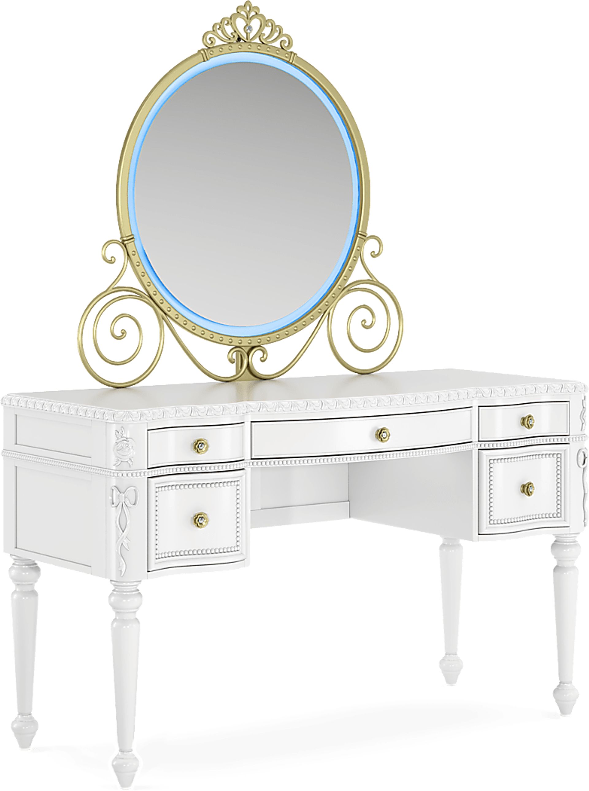 Disney Princess Sparkle White Desk with Carriage Mirror - Image 4