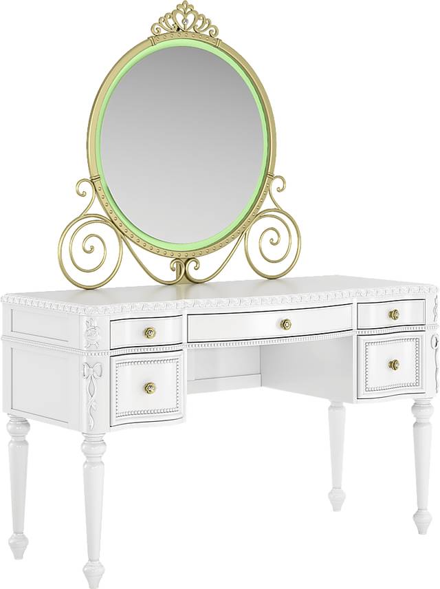 Disney Princess Sparkle White Desk with Carriage Mirror - Thumbnail - Image 5