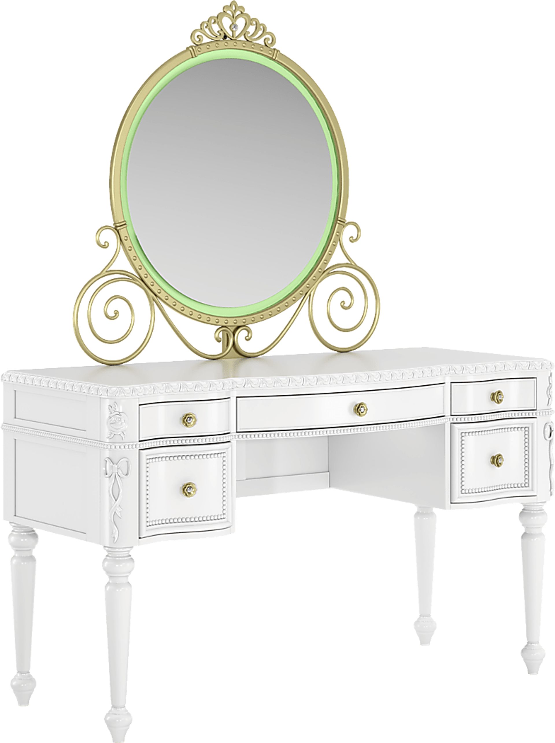 Disney Princess Sparkle White Desk with Carriage Mirror - Image 5