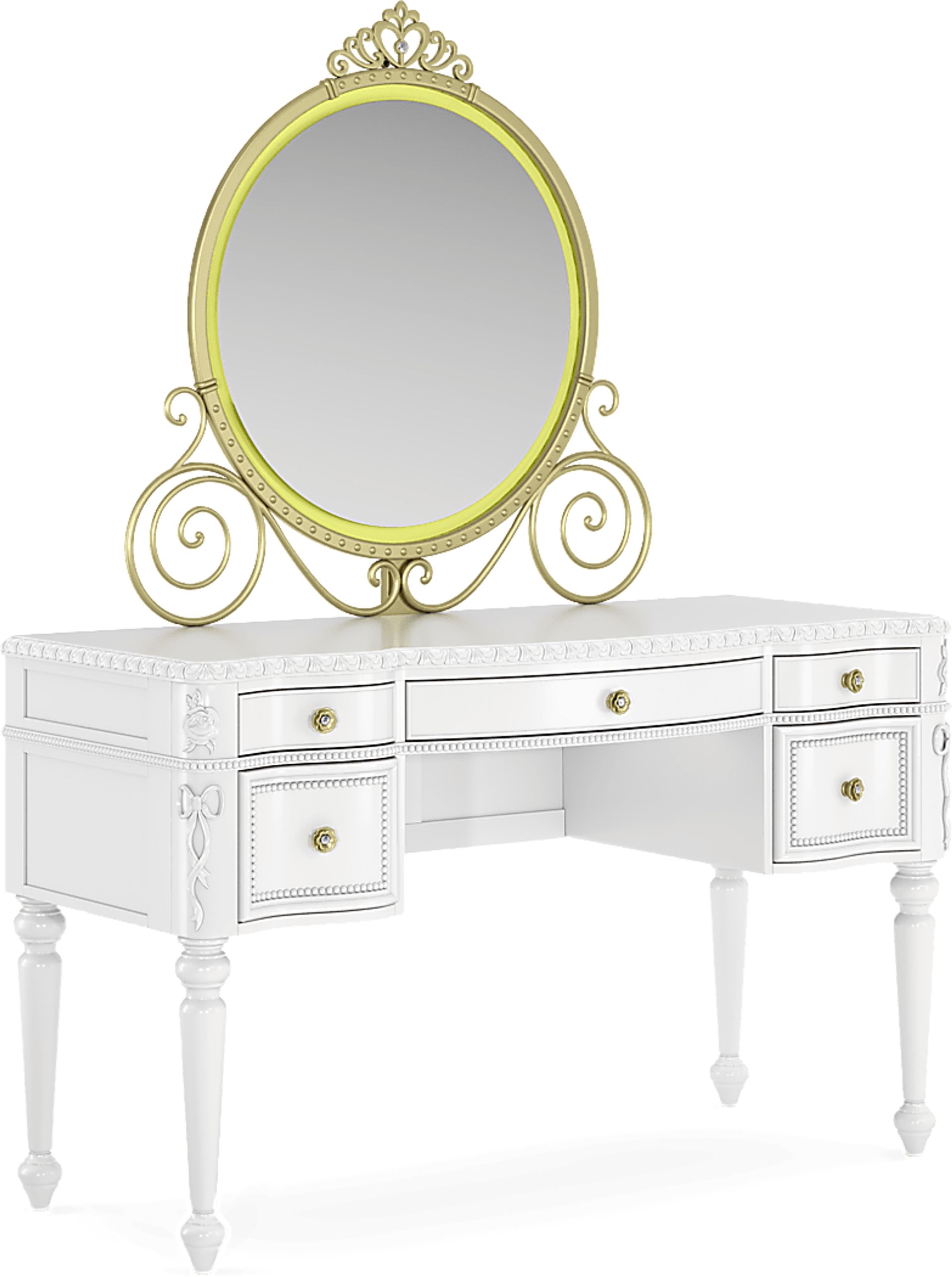 Disney Princess Sparkle White Desk with Carriage Mirror - Image 6
