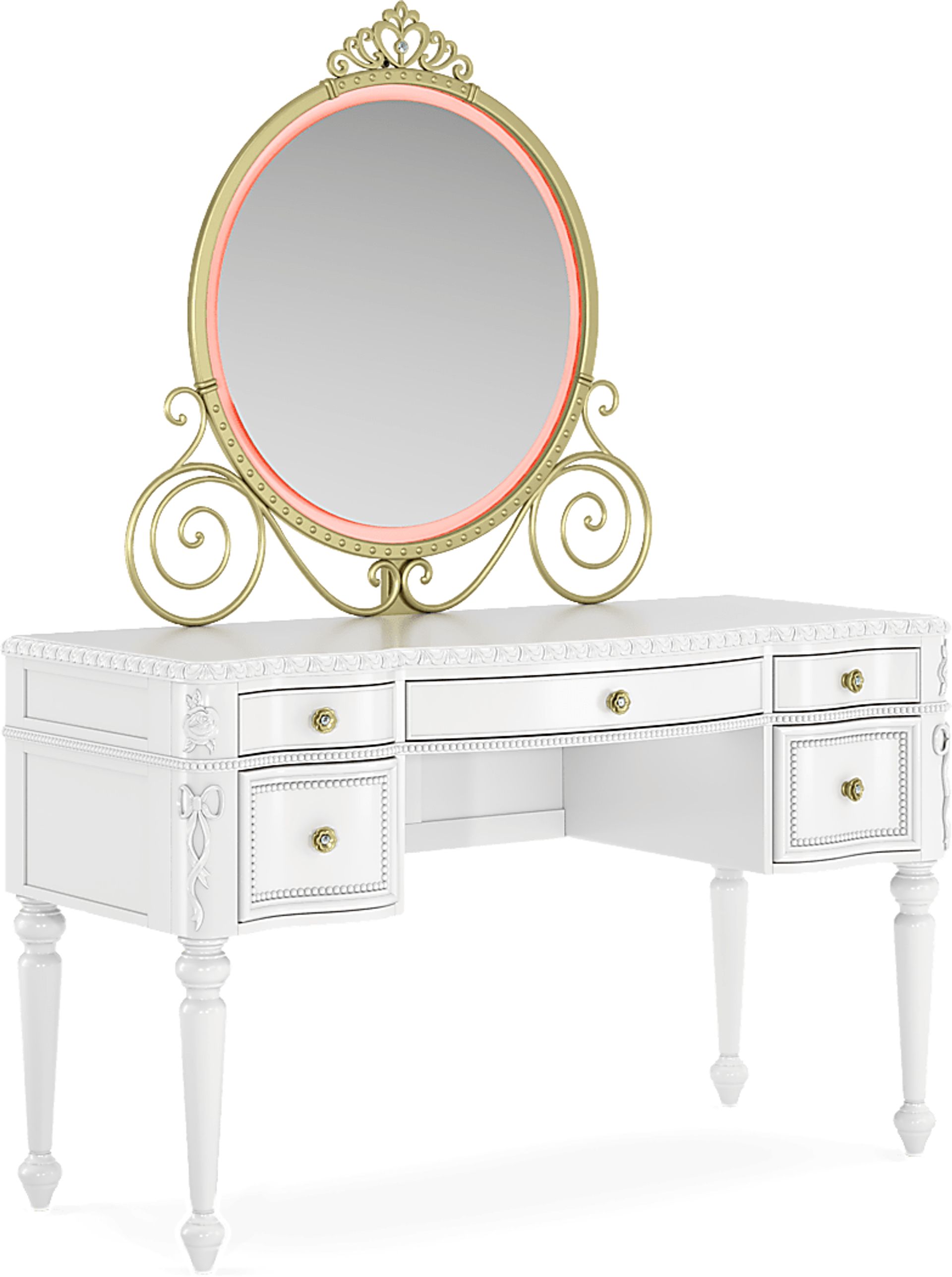 Disney Princess Sparkle White Desk with Carriage Mirror - Image 8