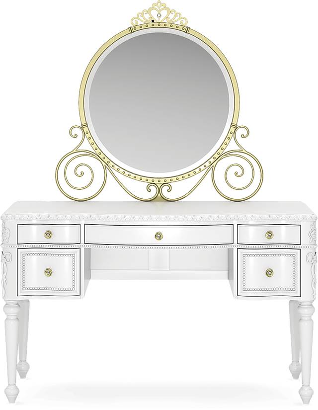 Disney Princess Sparkle White Desk with Carriage Mirror - Thumbnail - Image 1
