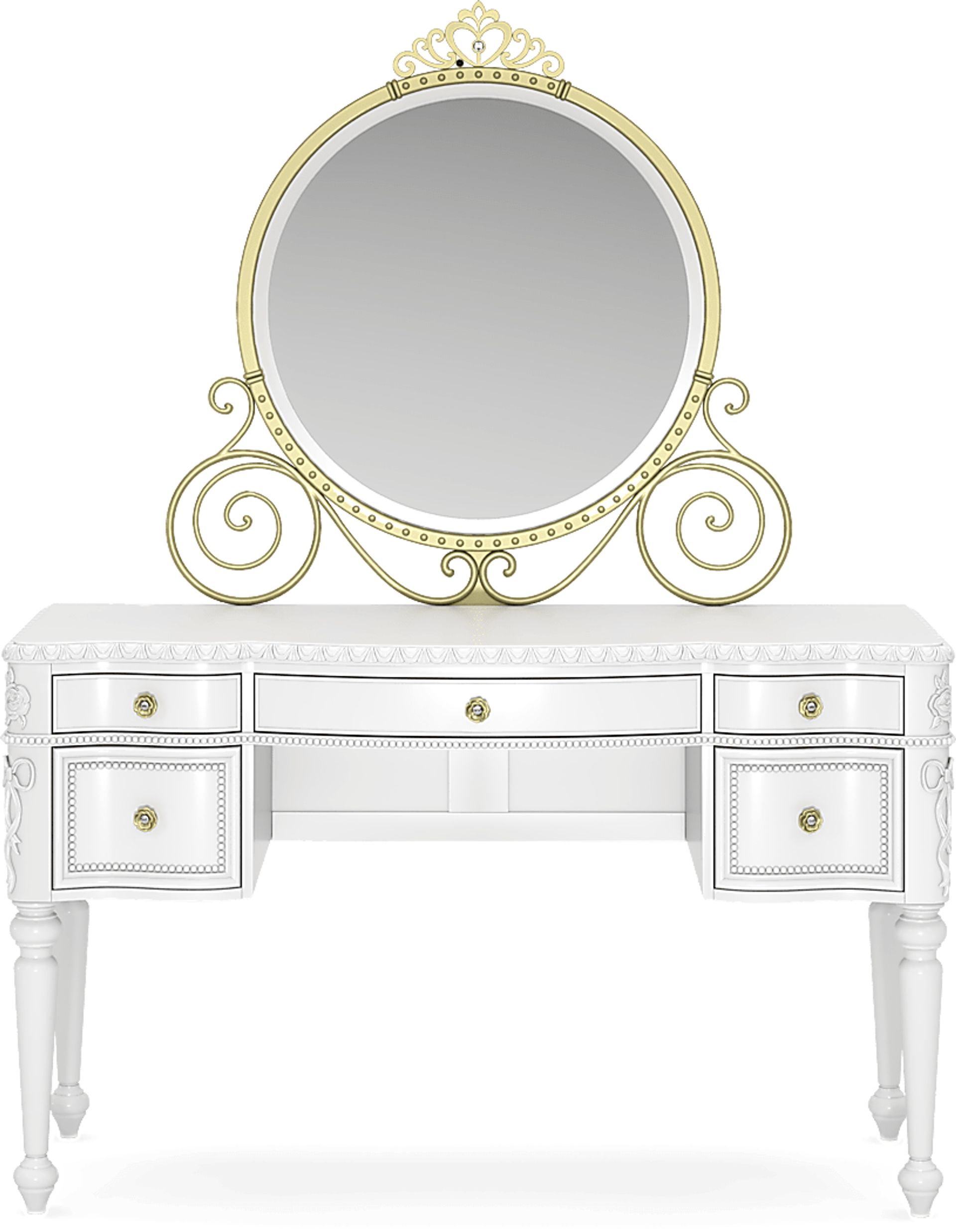 Disney Princess Sparkle White Desk with Carriage Mirror - Image 1