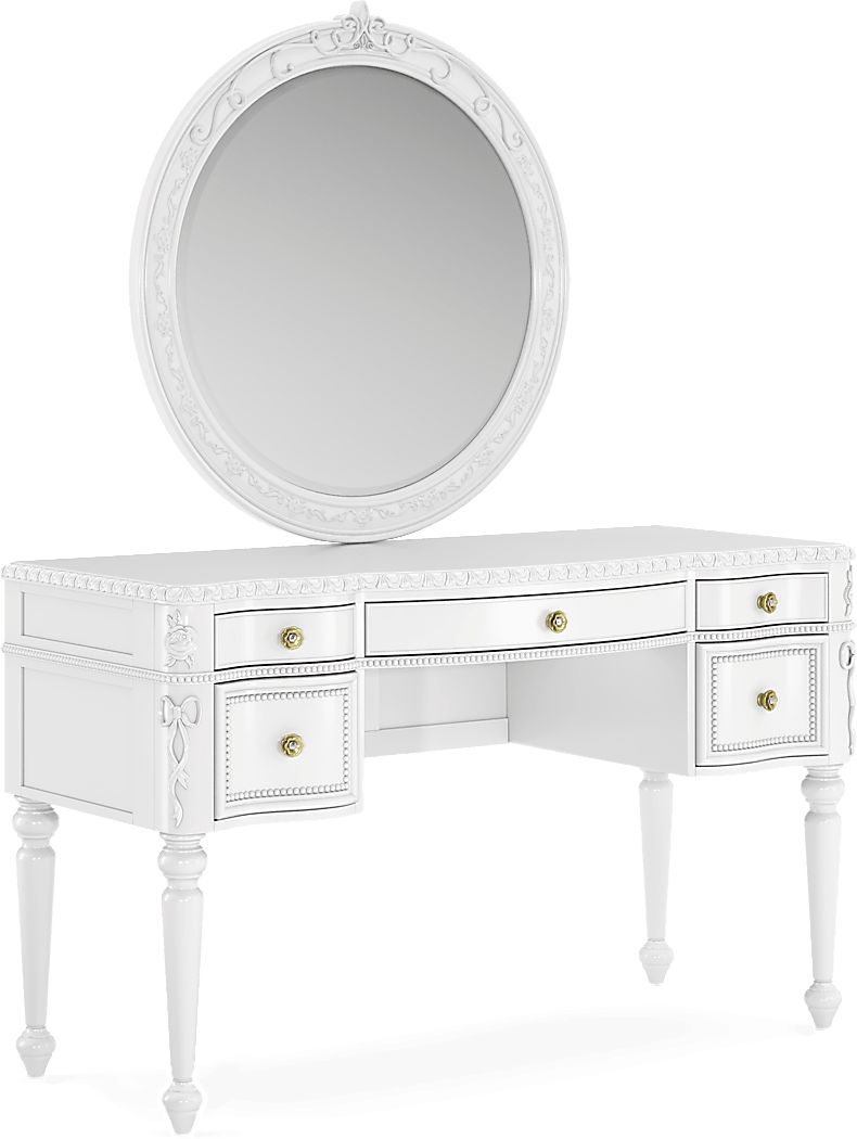 Disney Princess Sparkle White Desk with Round Mirror - Thumbnail 3