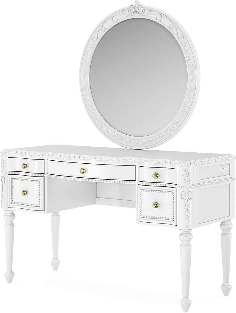 Disney Princess Sparkle White Desk with Round Mirror - Thumbnail 2