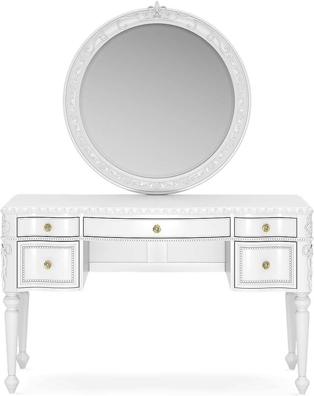 Disney Princess Sparkle White Desk with Round Mirror - Thumbnail - Image 1