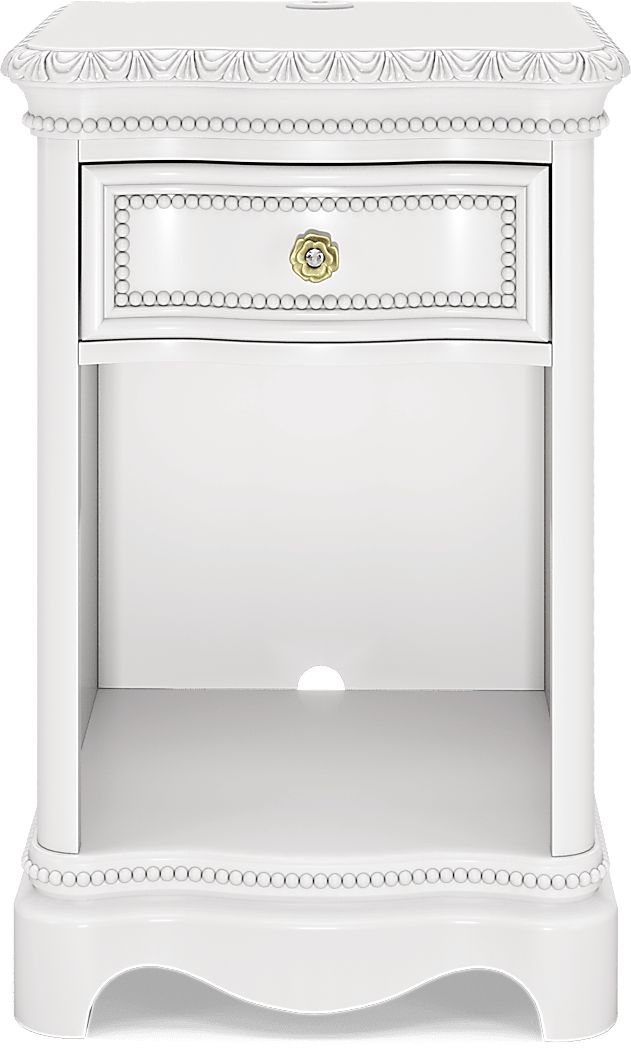 Disney Princess Sparkle White Single Drawer Nightstand