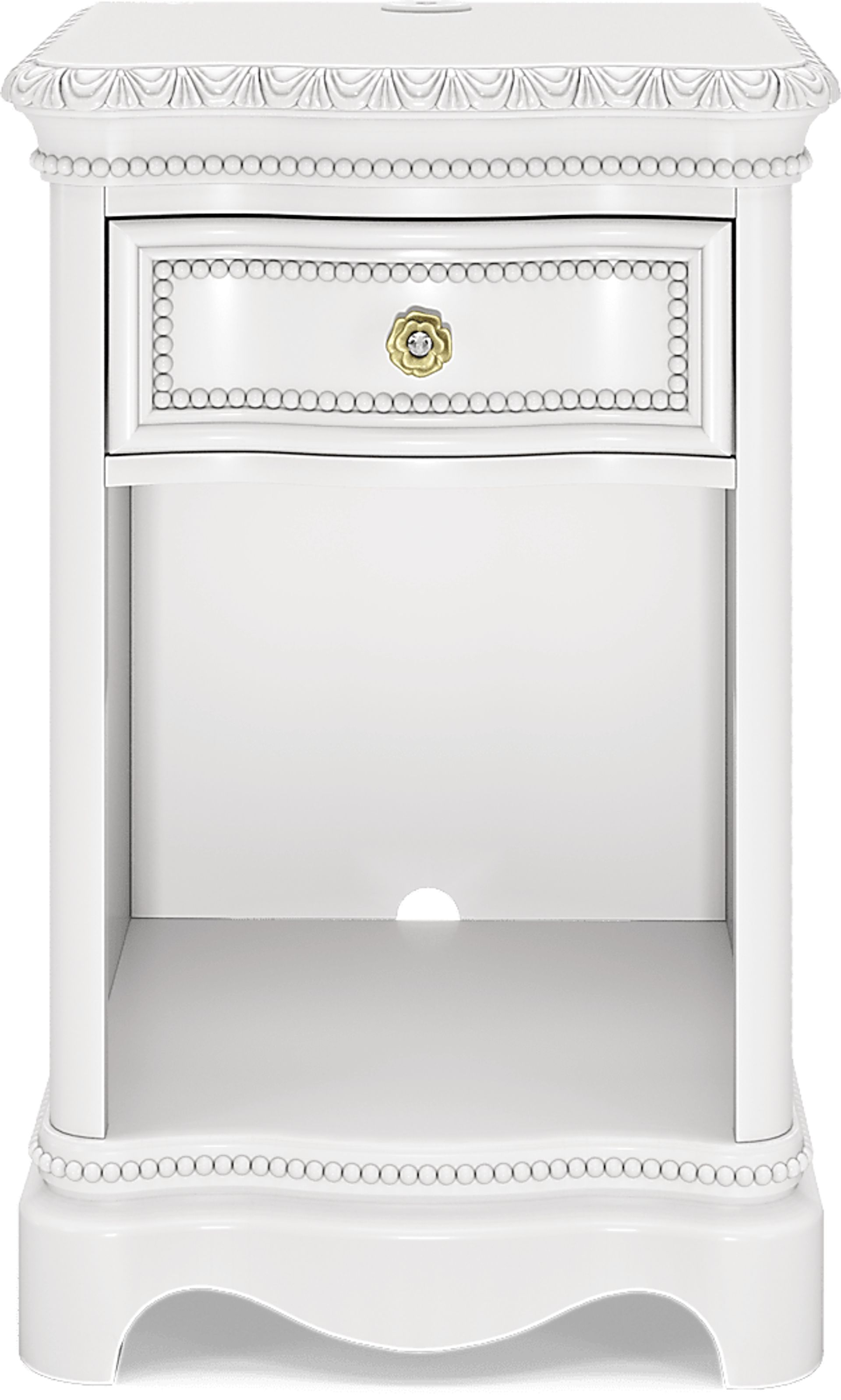 Disney Princess Sparkle White Single Drawer Nightstand - Image 1