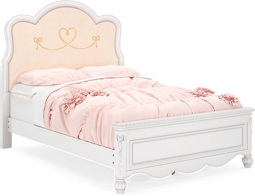 Disney Princess Sparkle White Full Upholstered Panel Bed