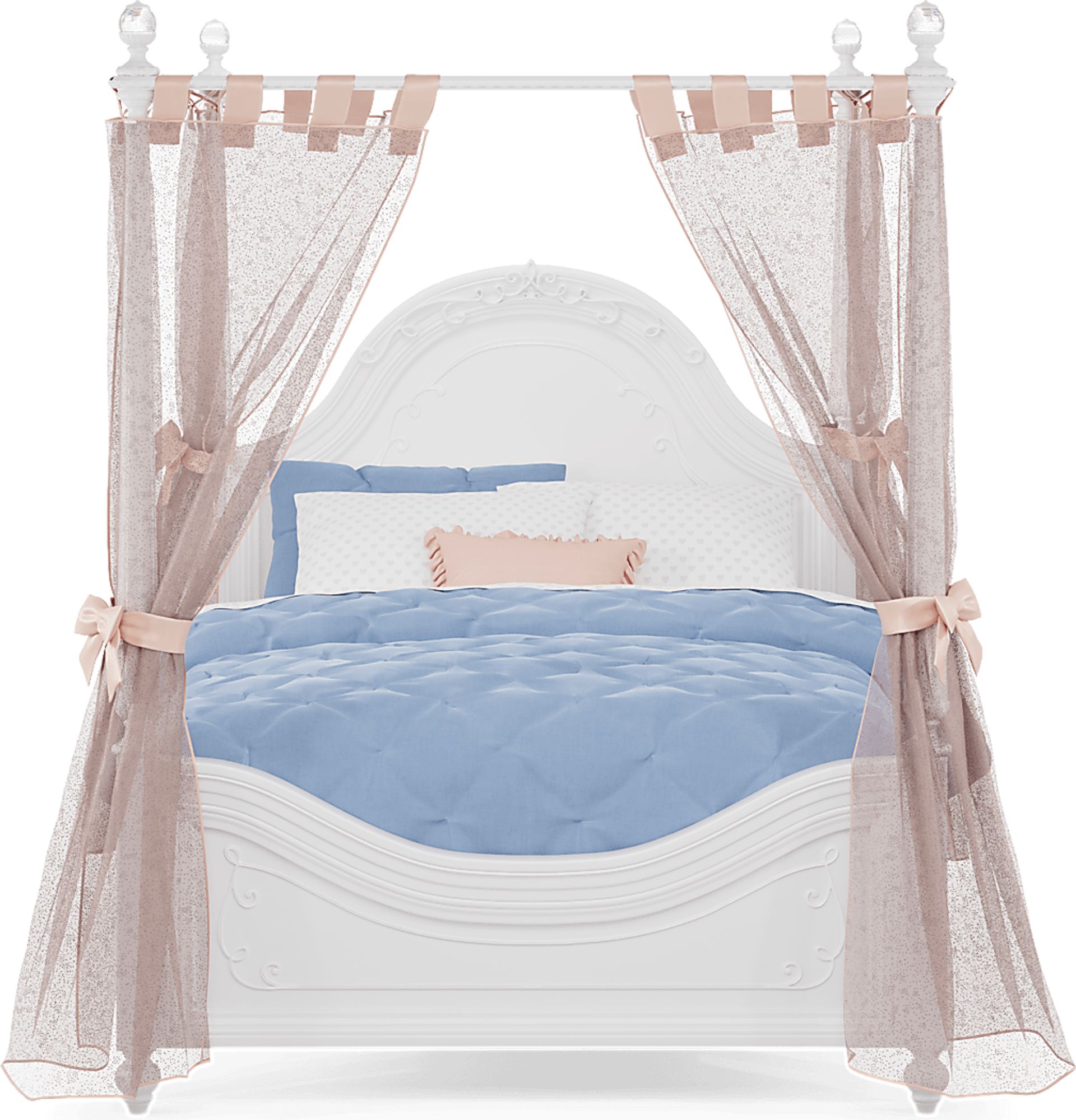 Disney Princess Sparkle White Full Canopy Bed with Pink Canopy Fabric - Image 2