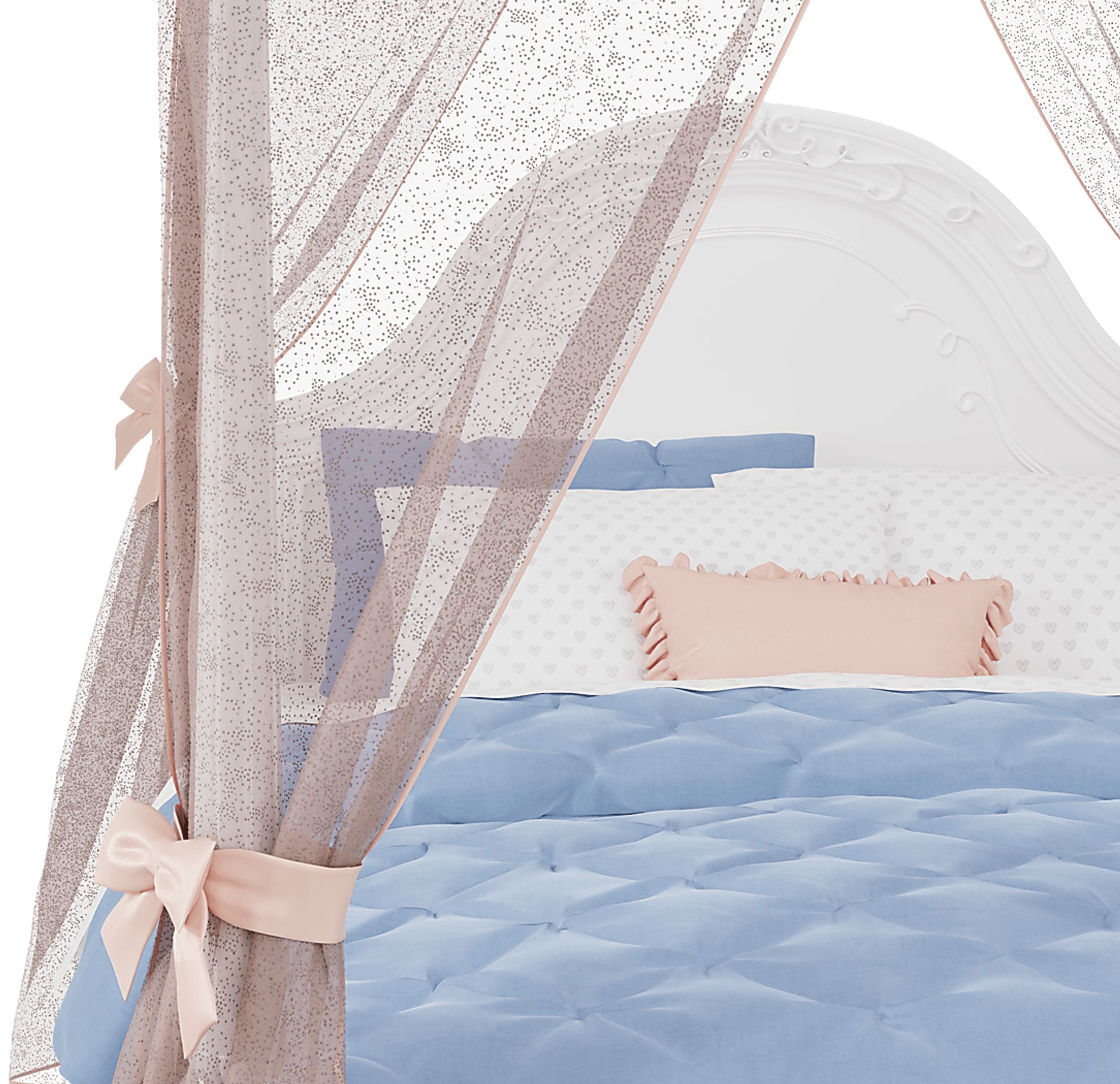 Disney Princess Sparkle White Full Canopy Bed with Pink Canopy Fabric - Image 3