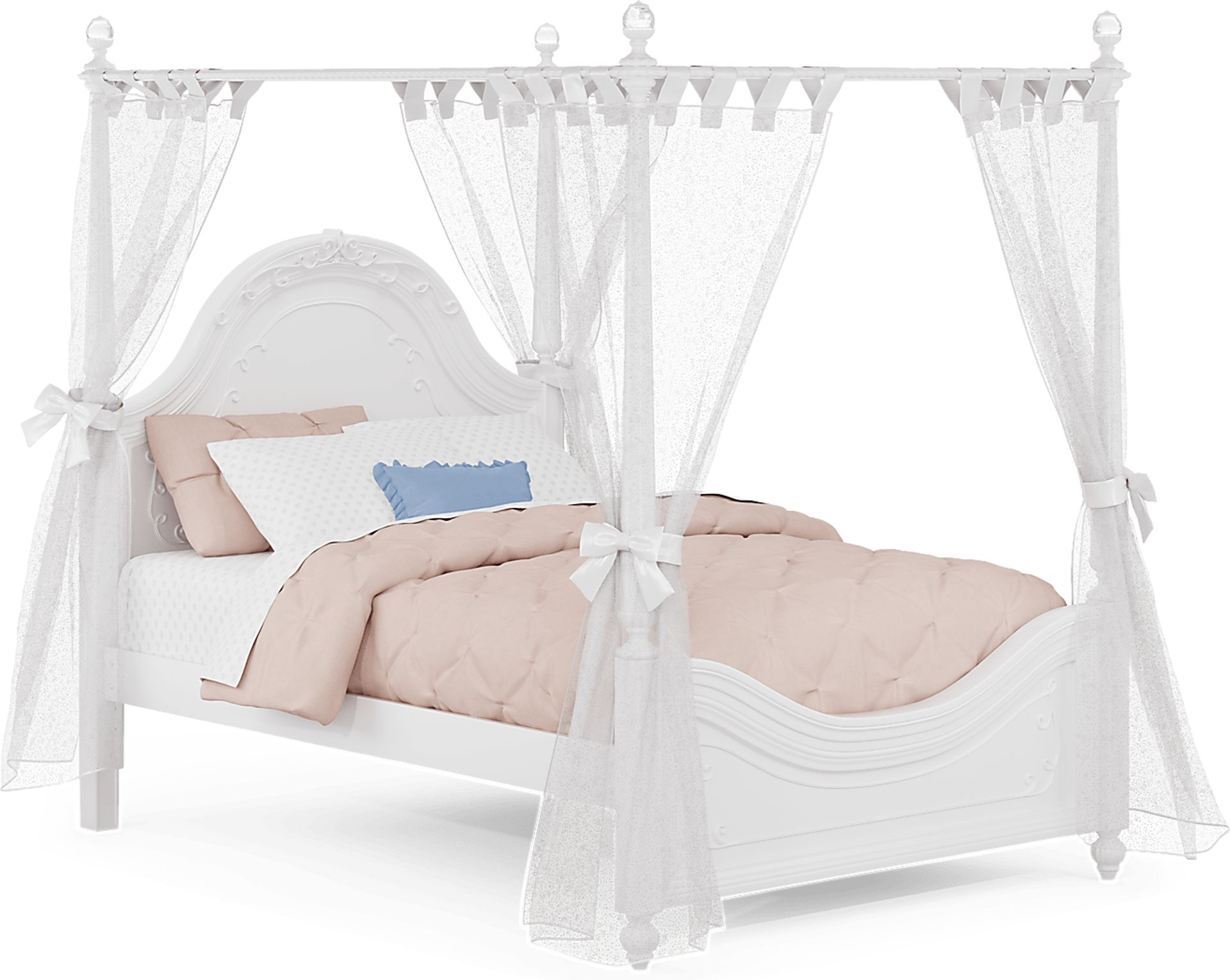 Disney Princess Sparkle White Full Canopy Bed - Image 1