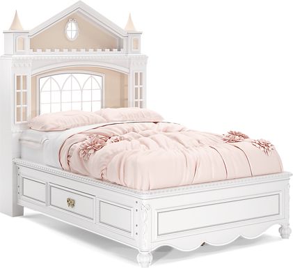 Disney Princess Sparkle White Full Castle Bed With Storage Side Rails