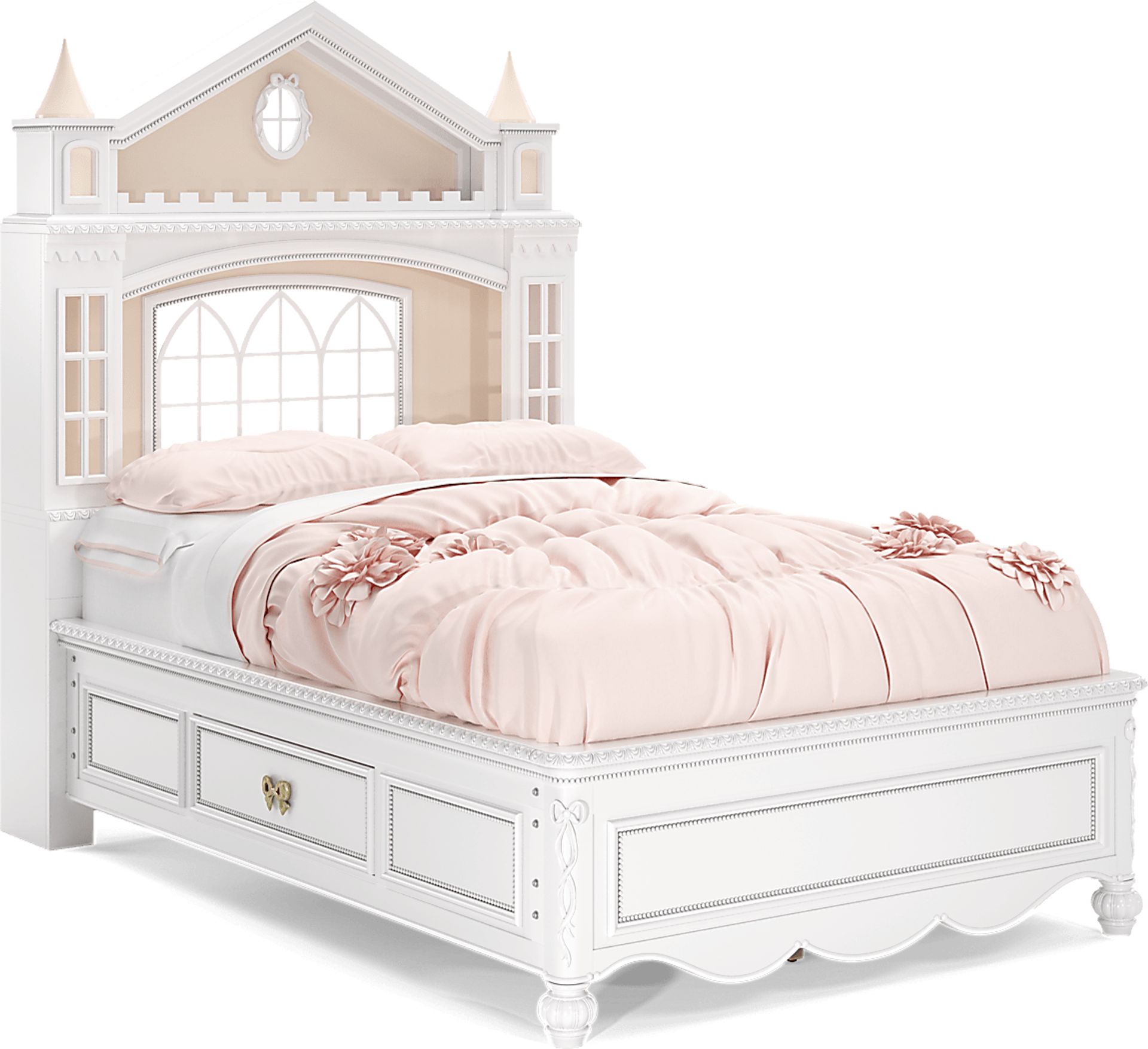 Disney Princess Sparkle White Full Castle Bed With Storage Side Rails - Image 1
