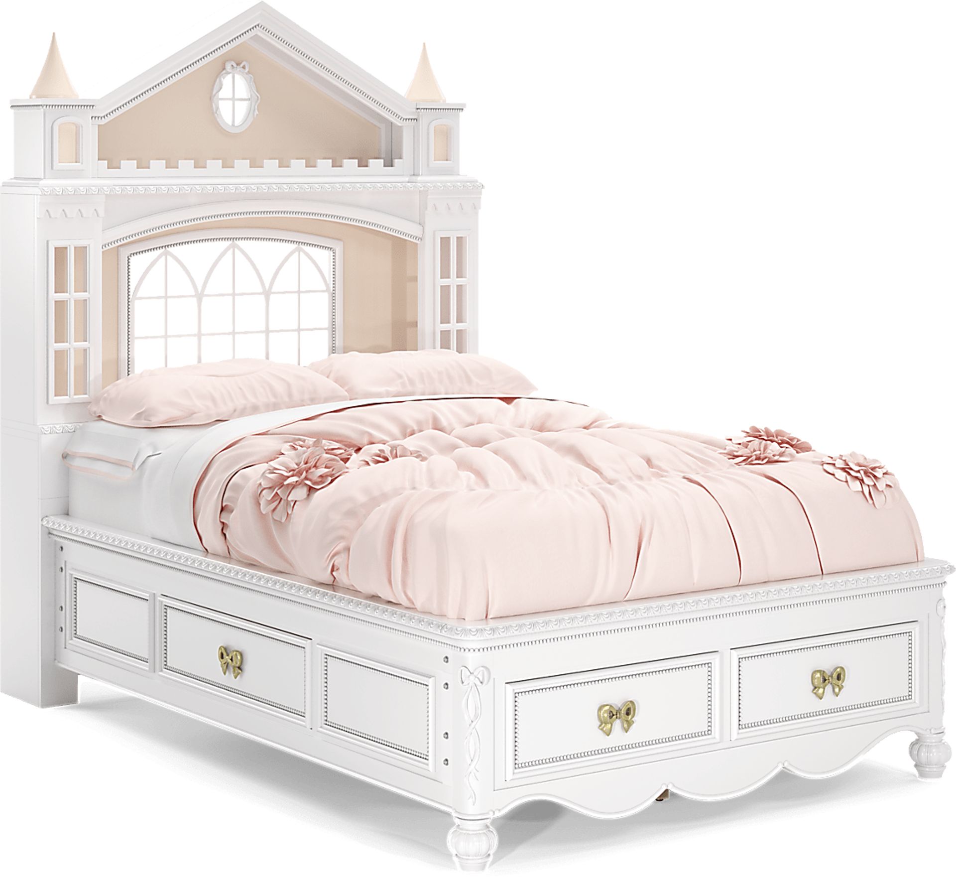 Disney Princess Sparkle White Full Castle Storage Bed - Image 1