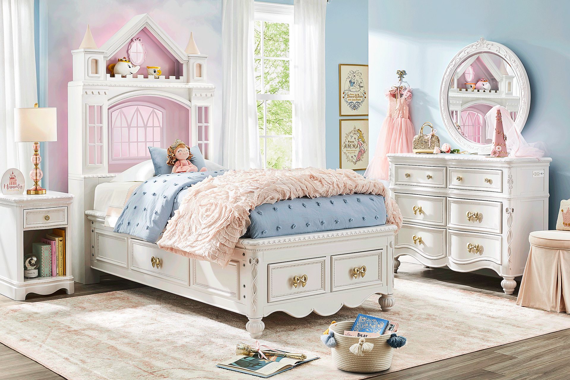 Disney Princess Sparkle White Full Castle Storage Bed - Image 2