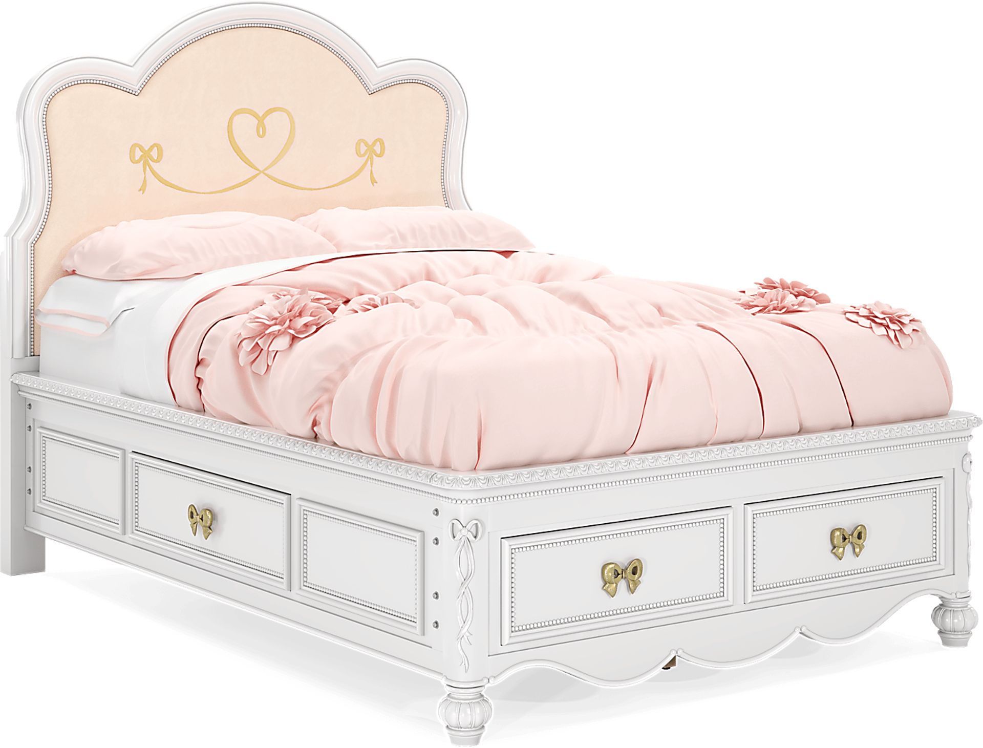 Disney Princess Sparkle White Full Upholstered Storage Bed - Image 1