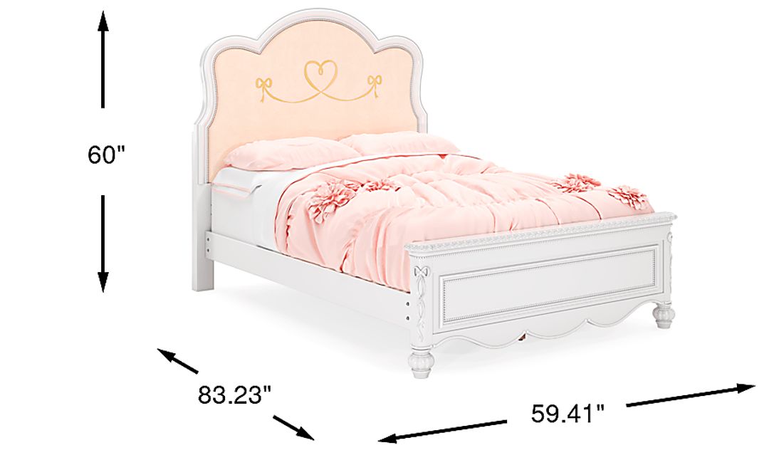Disney Princess Sparkle White Full Upholstered Panel Bed