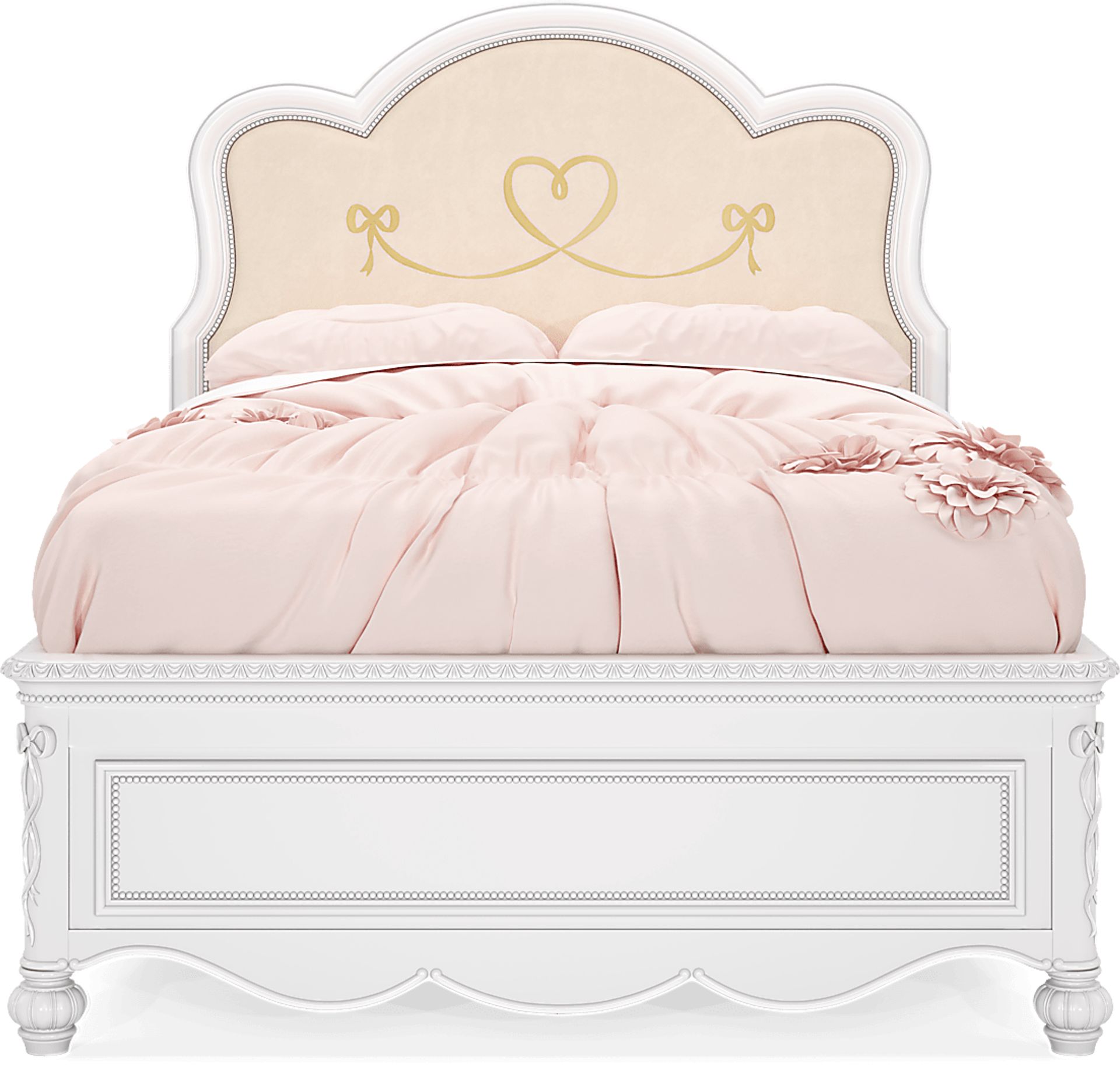 Disney Princess Sparkle White Full Upholstered Panel Bed with Storage Side Rails - Image 2