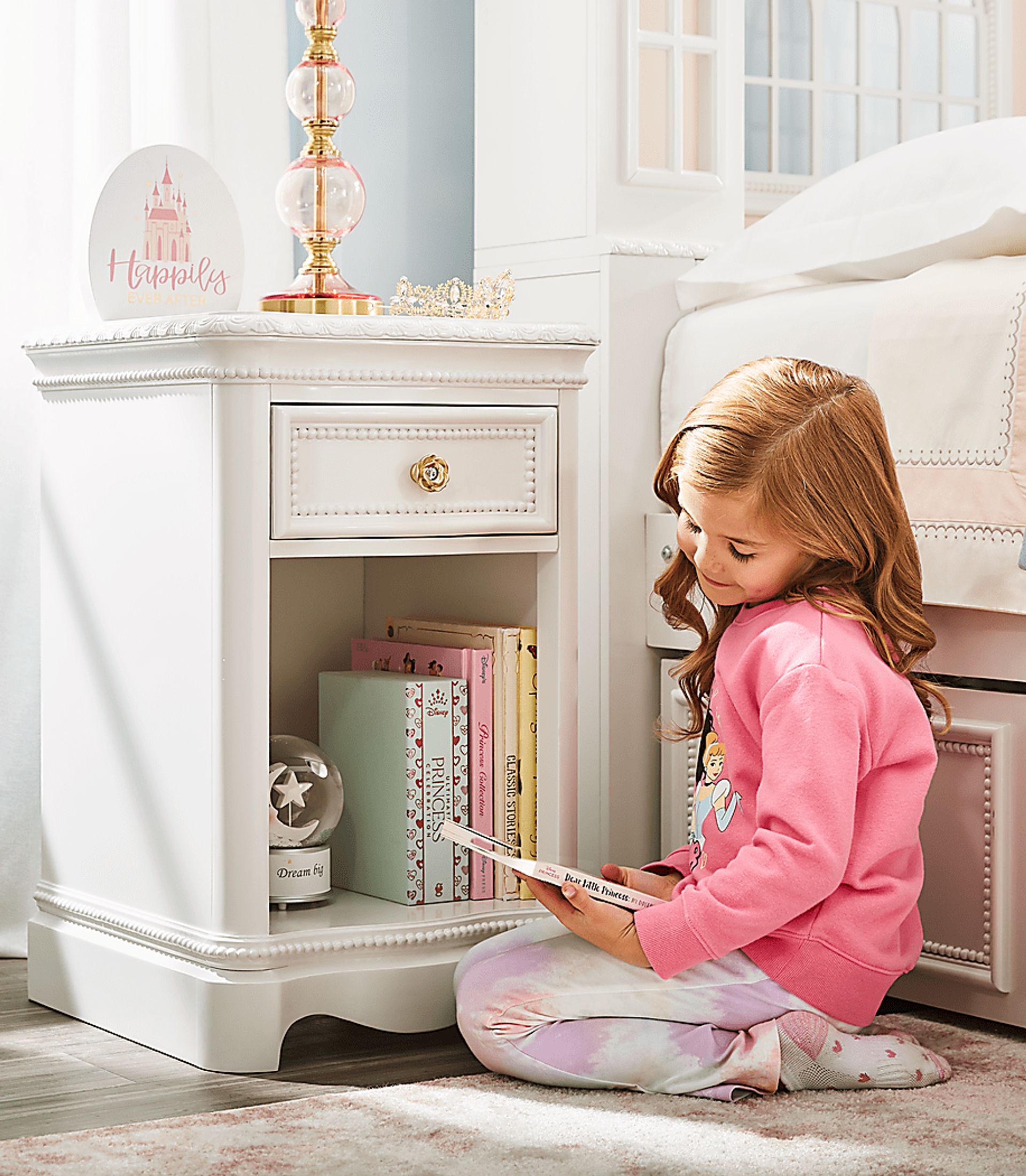 Disney Princess Sparkle White Single Drawer Nightstand - Image 5