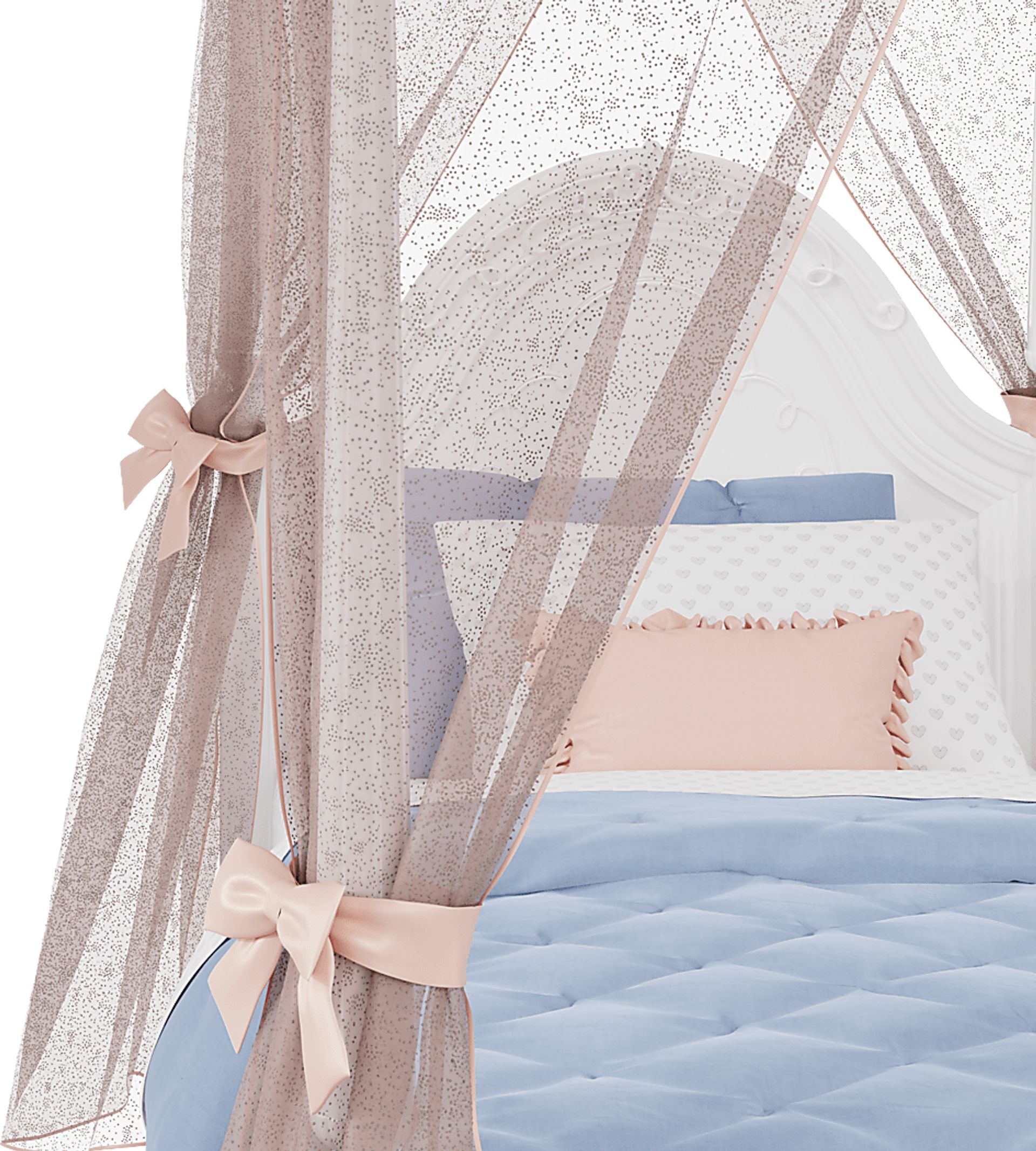 Disney Princess Sparkle White Twin Canopy Bed with Pink Canopy Fabric - Image 3