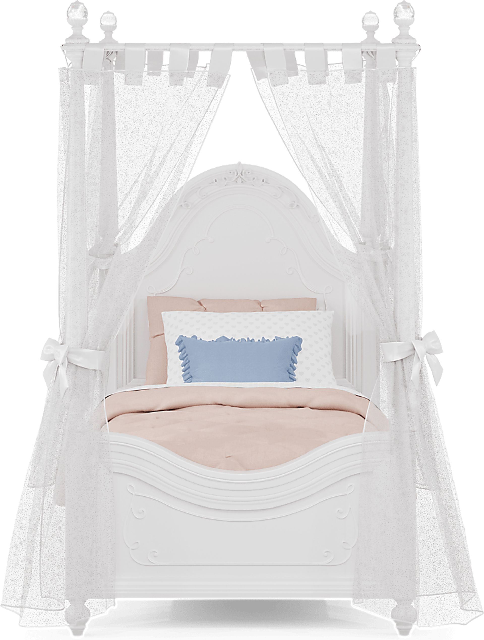 Disney Princess Sparkle White Twin Canopy Bed with White Canopy Fabric - Image 3