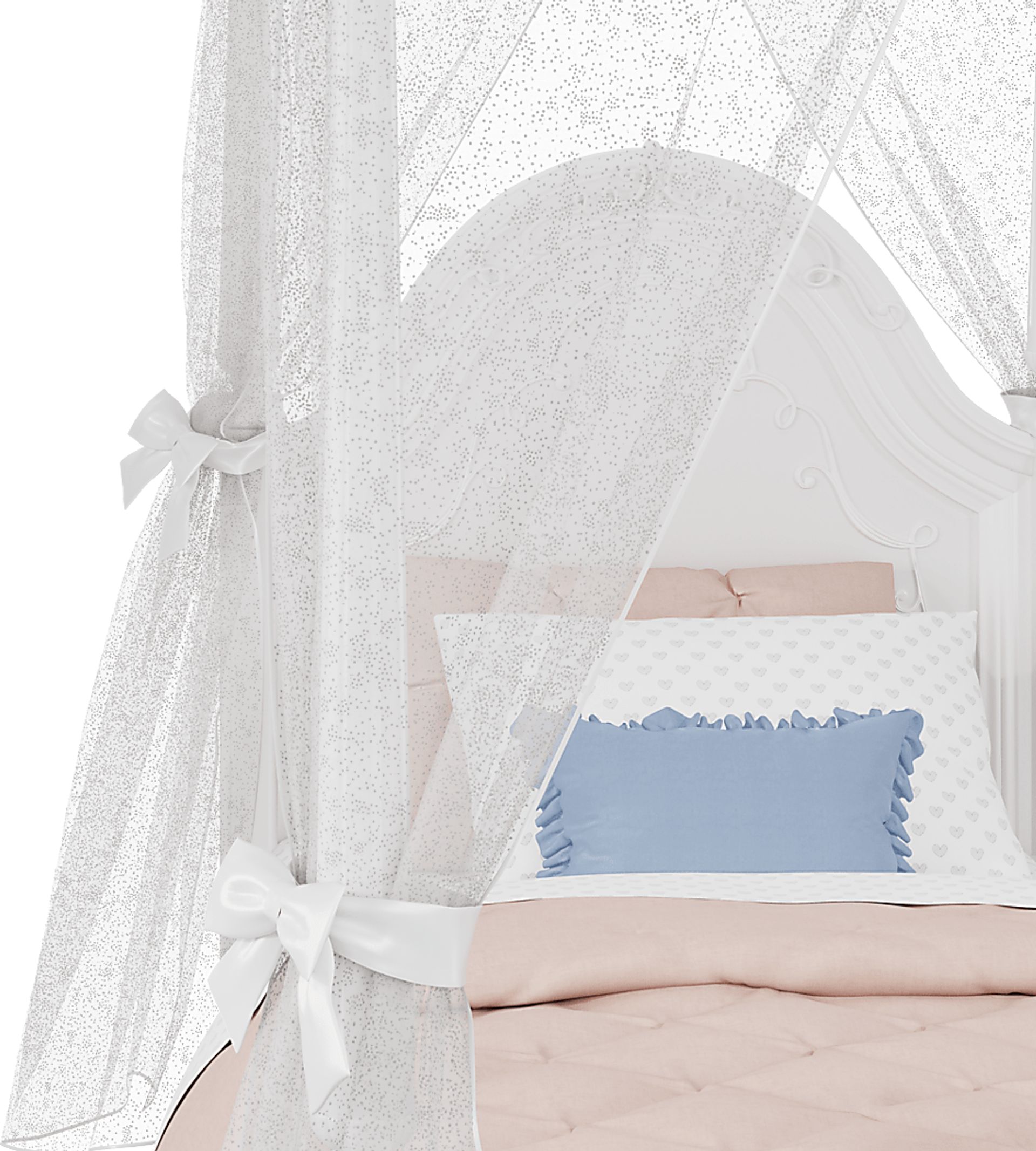 Disney Princess Sparkle White Twin Canopy Bed with White Canopy Fabric - Image 4