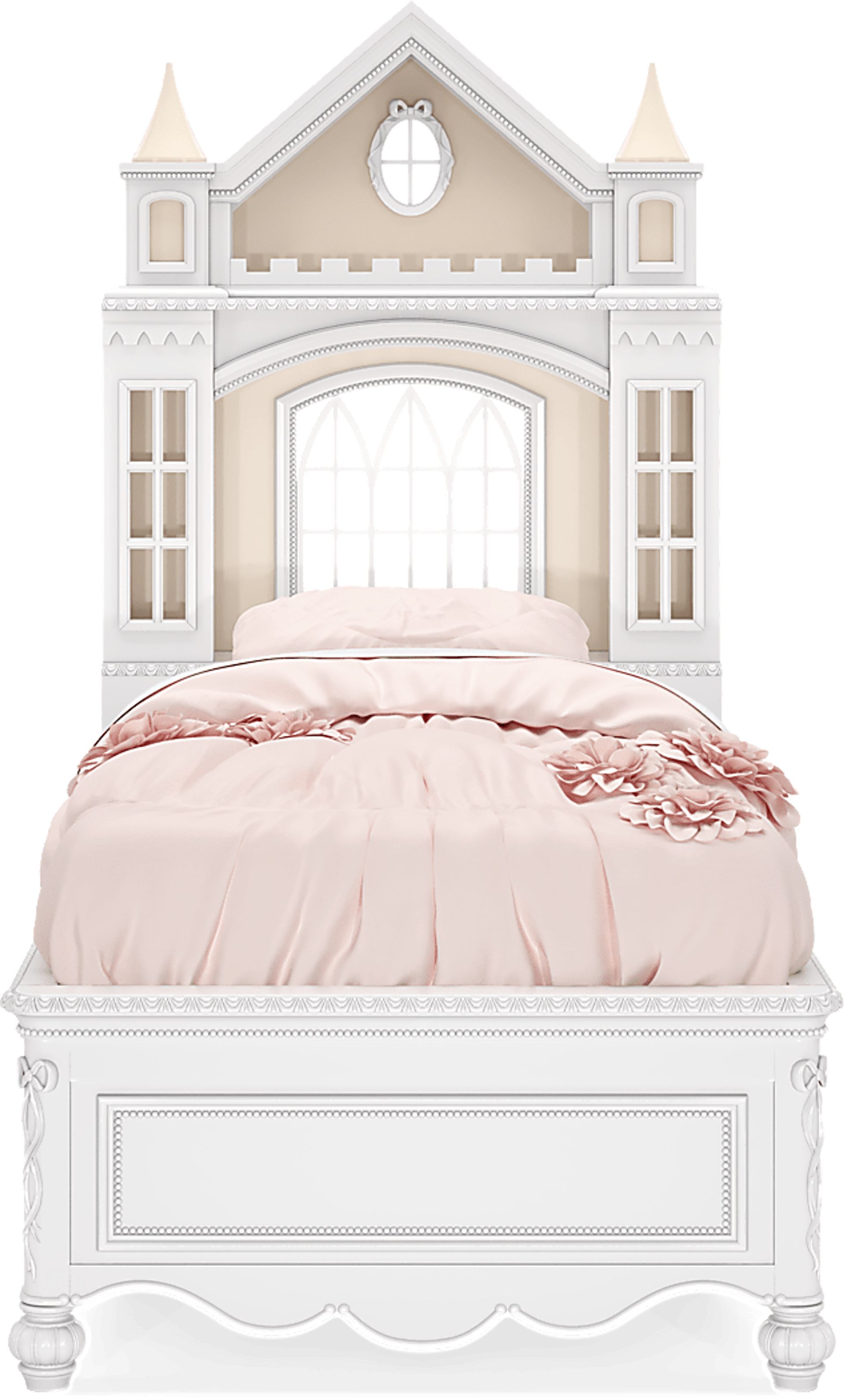 Disney Princess Sparkle White Twin Castle Bed with Storage Side Rails - Image 2