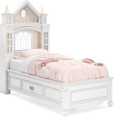 Disney Princess Sparkle White Twin Castle Bed with Storage Side Rails