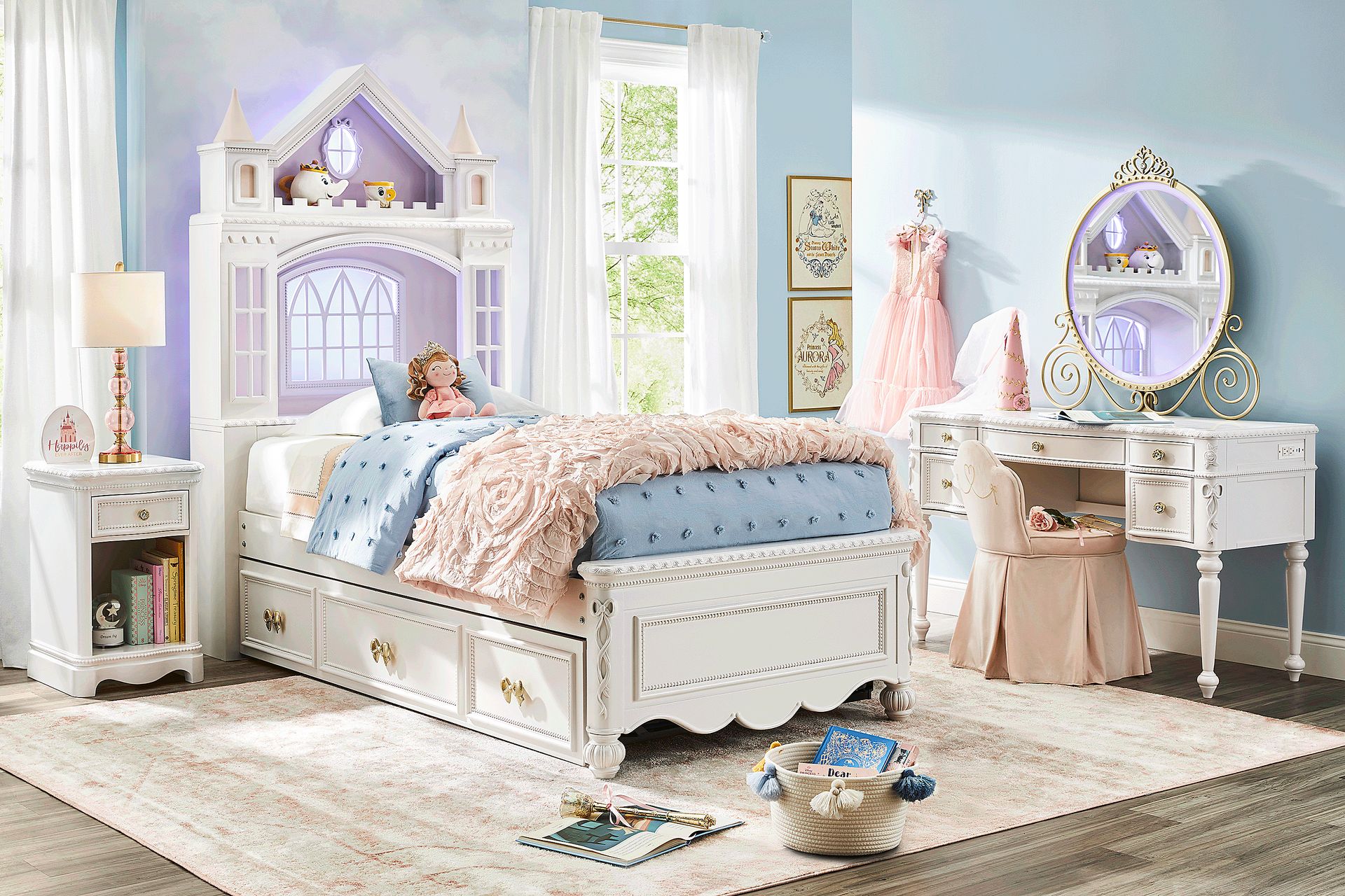 Disney Princess Sparkle White Twin Castle Bedroom - Image 5