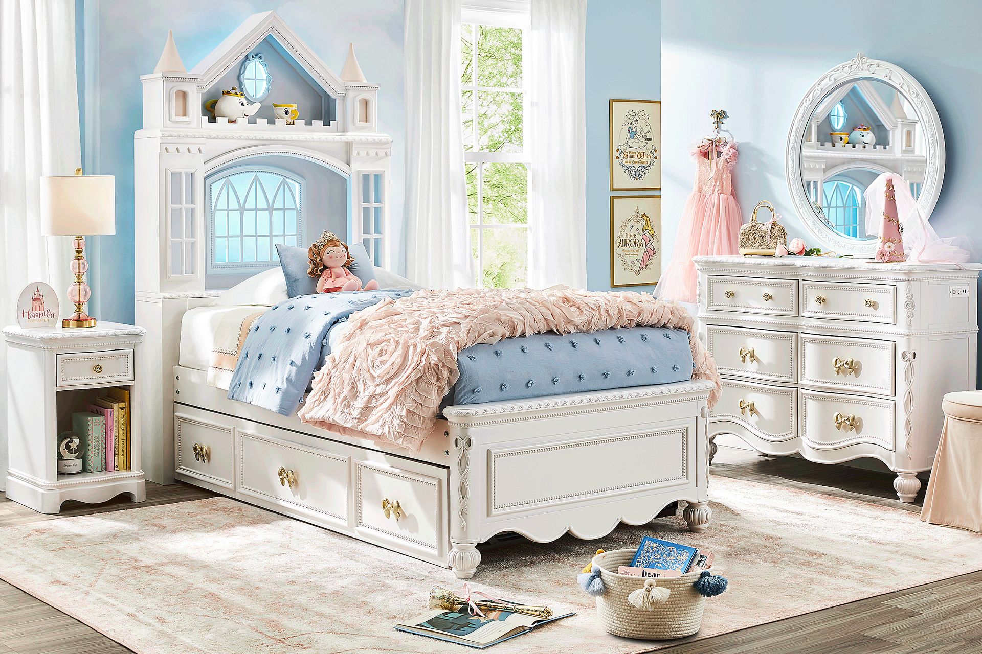 Disney Princess Sparkle White Twin Castle Bedroom - Image 2