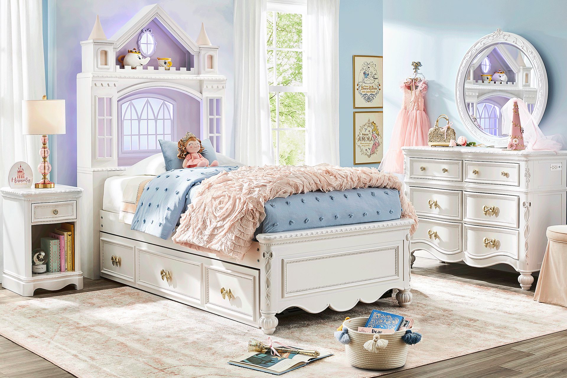 Disney Princess Sparkle White Twin Castle Bedroom - Image 3