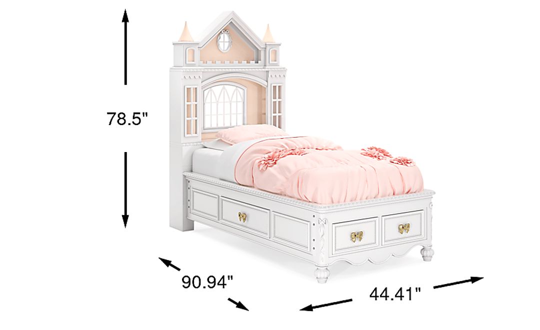 Disney Princess Sparkle White Twin Castle Storage Bed