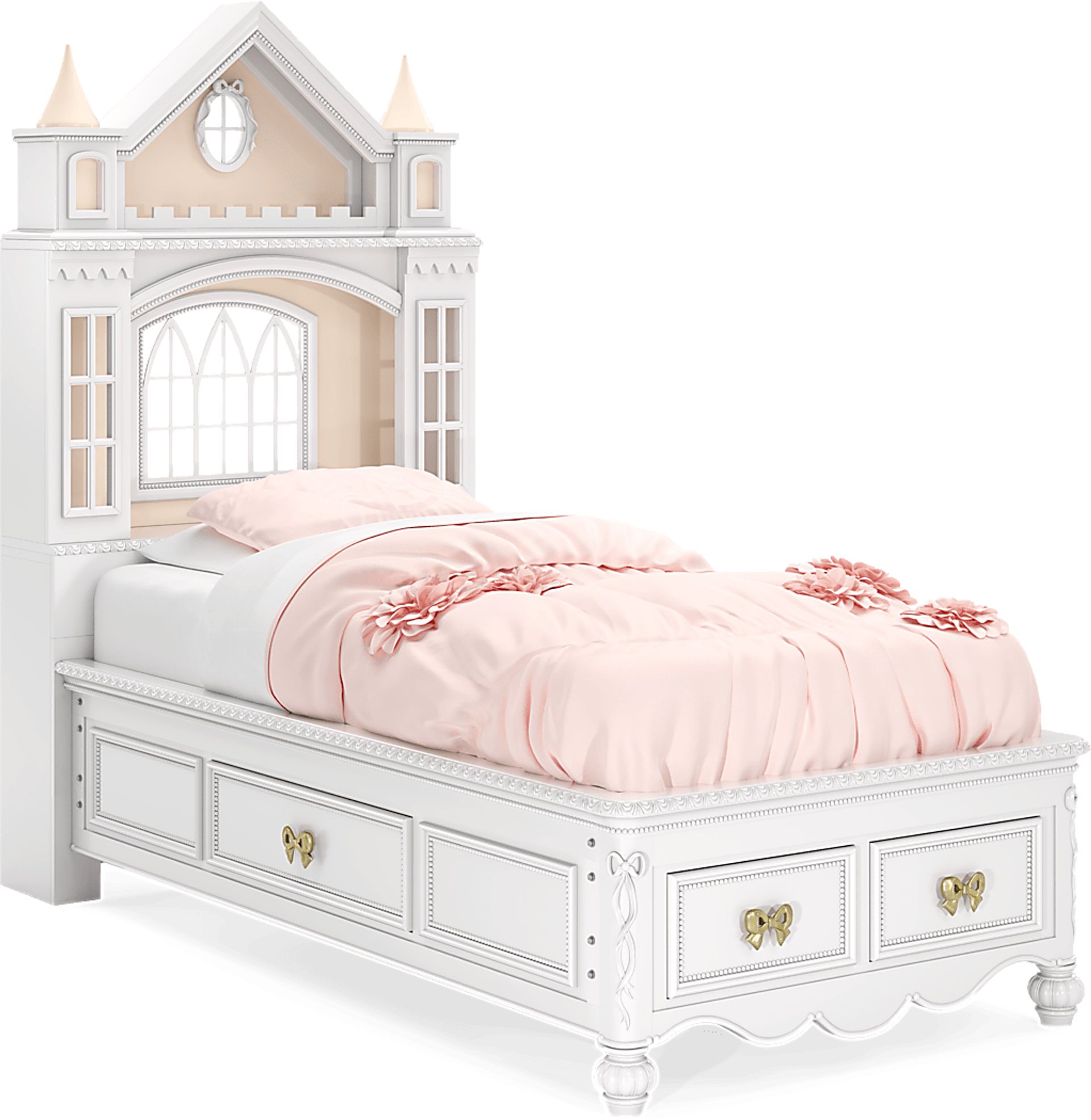 Disney Princess Sparkle White Twin Castle Storage Bed - Image 1
