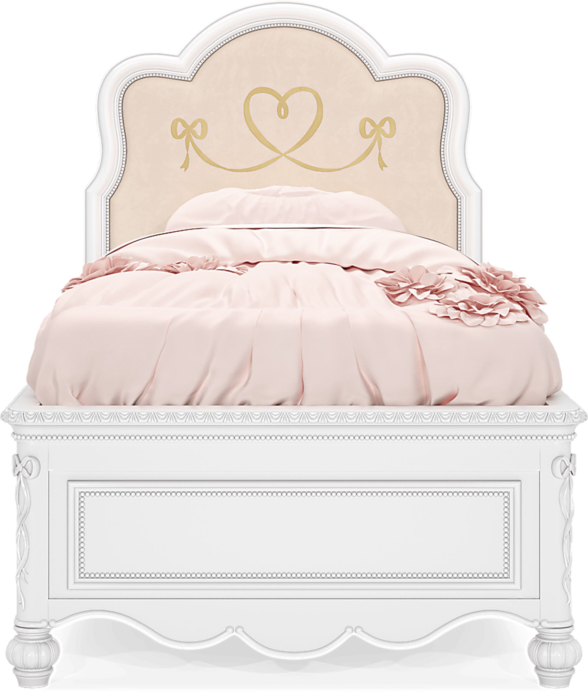 Disney Princess Sparkle White Twin Upholstered Panel Bed with Storage Side Rails - Image 2