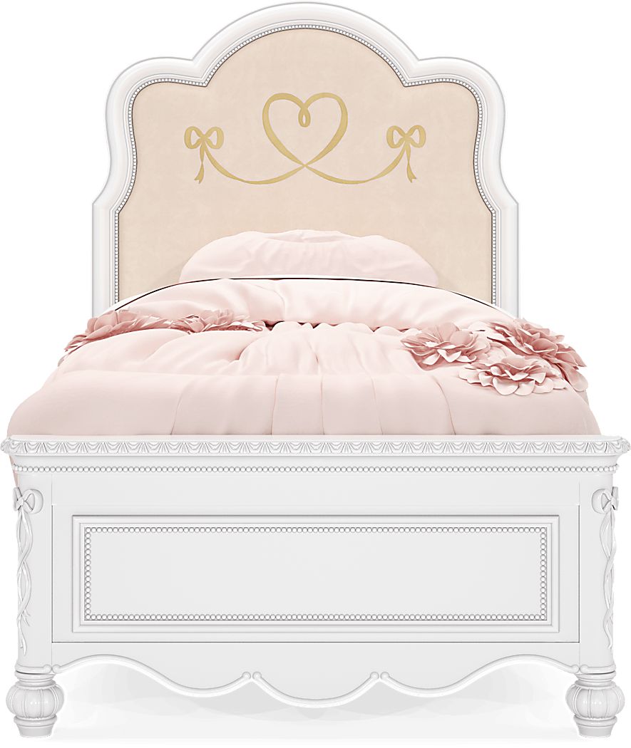 Disney Princess Sparkle White Twin Upholstered Panel Bed - Thumbnail 4