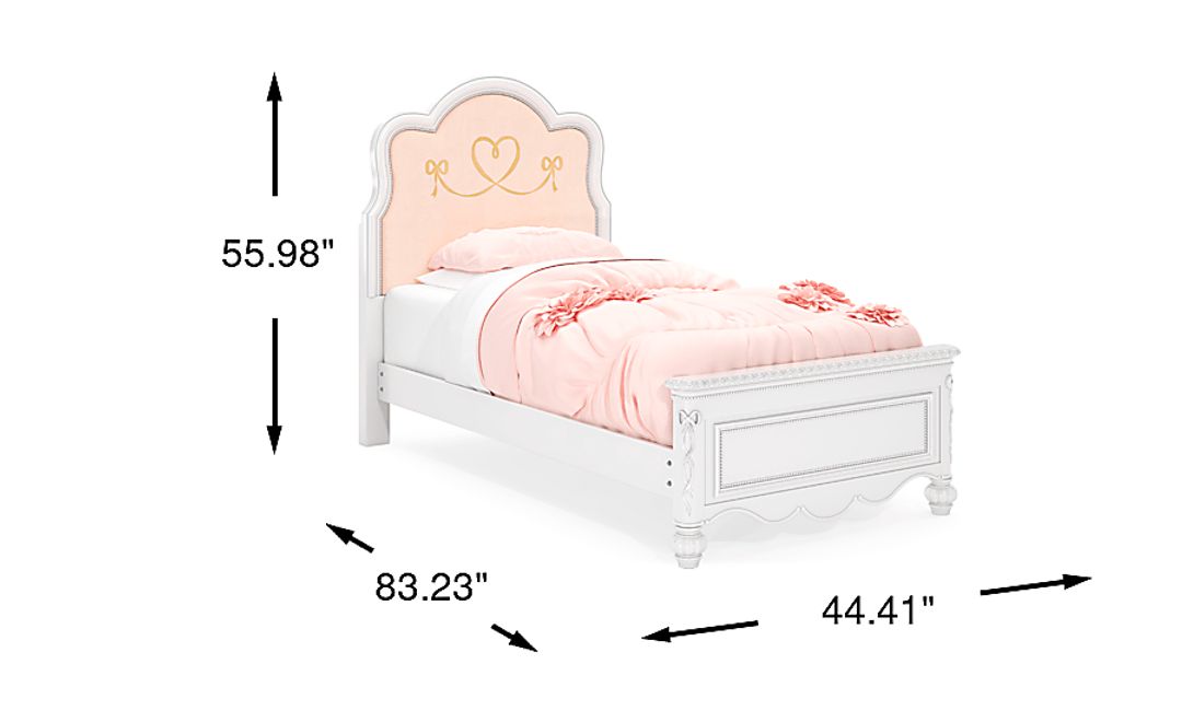 Disney Princess Sparkle White Twin Upholstered Panel Bed