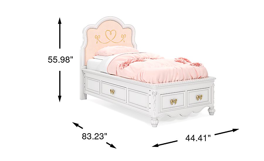 Disney Princess Sparkle White Twin Upholstered Panel Storage Bed - Thumbnail 5
