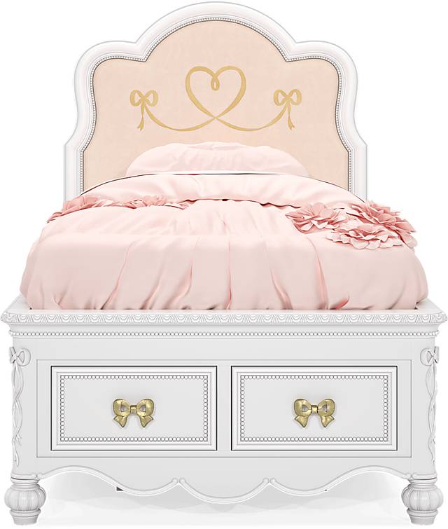 Disney Princess Sparkle White Twin Upholstered Storage Bed - Thumbnail - Image 2