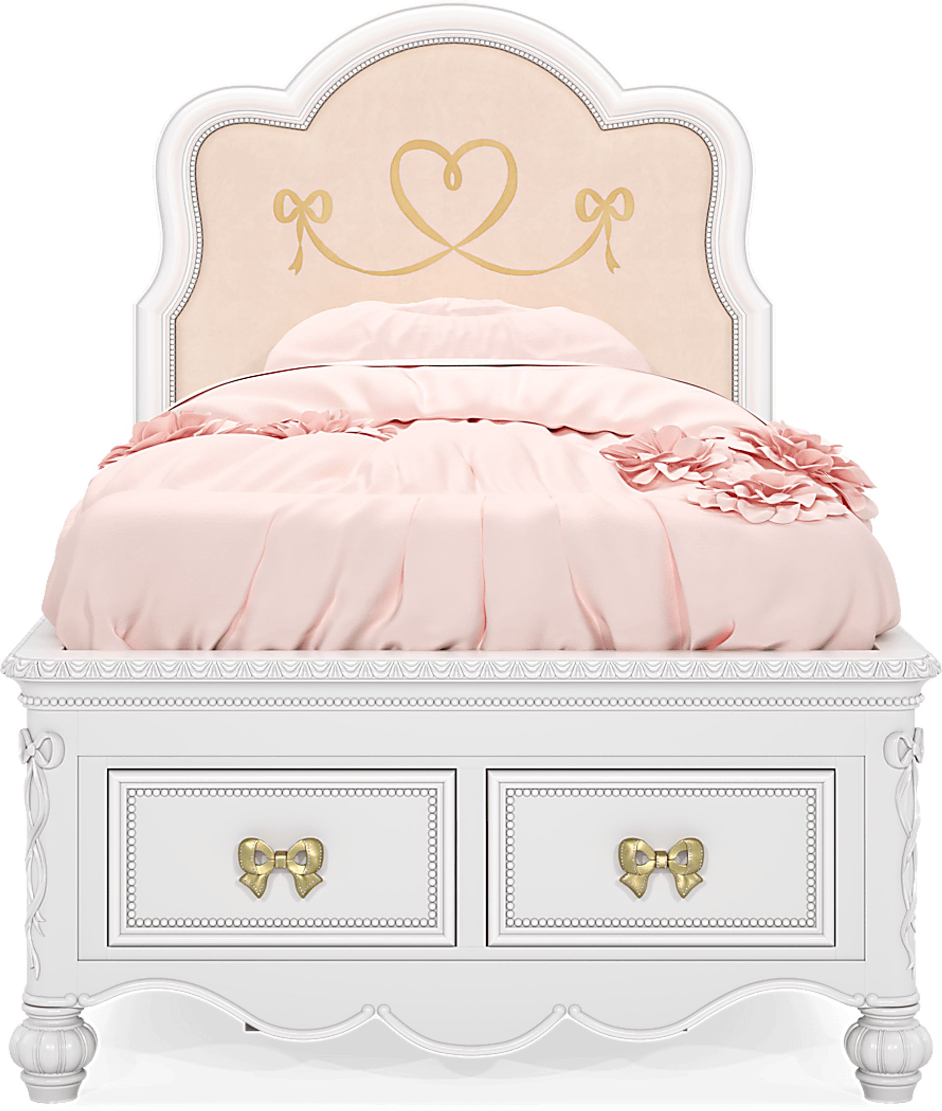 Disney Princess Sparkle White Twin Upholstered Storage Bed - Image 2