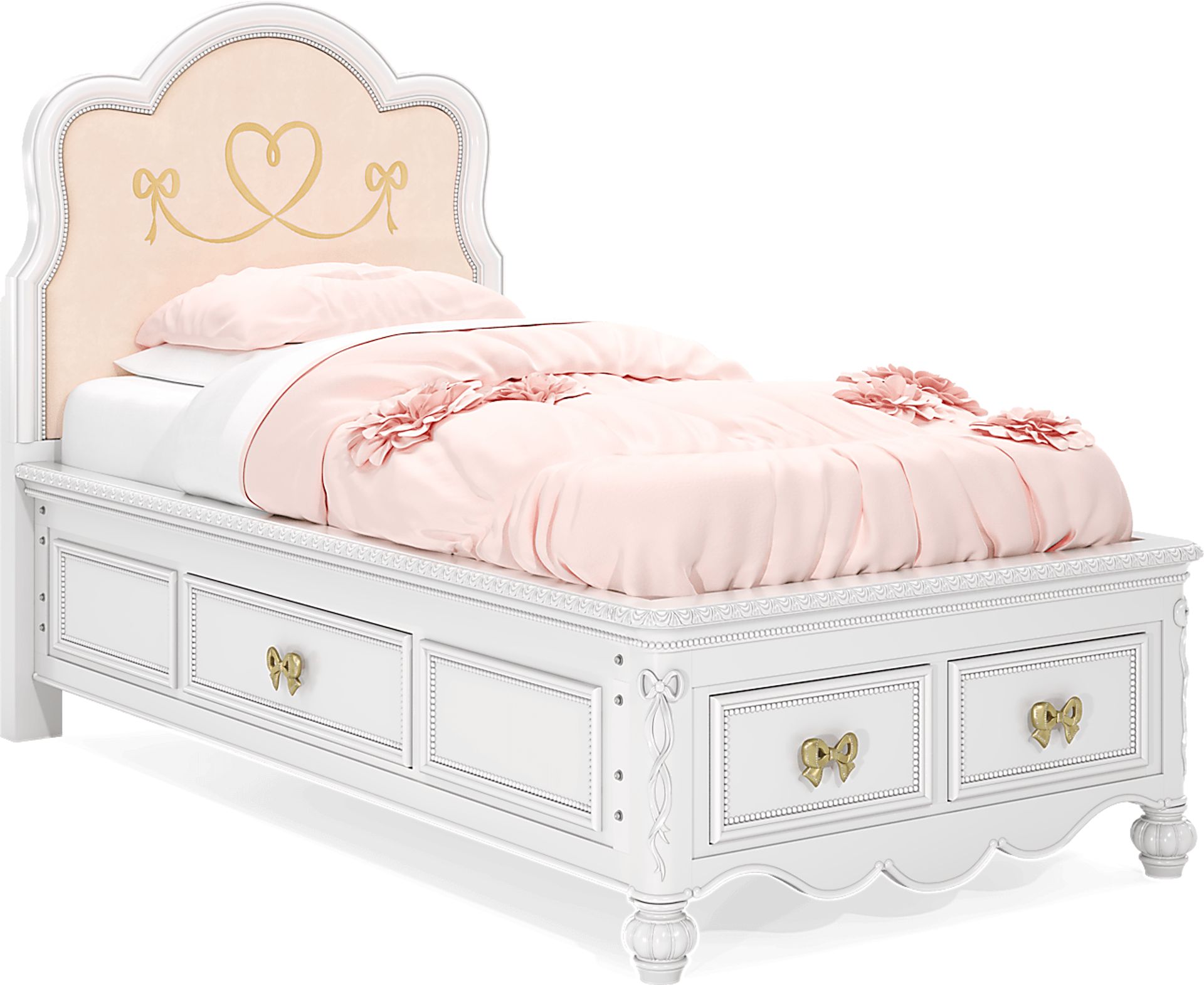 Disney Princess Sparkle White Twin Upholstered Storage Bed - Image 1