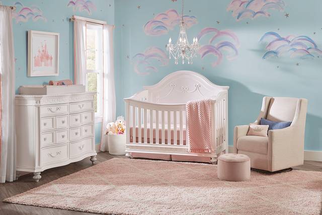 Disney Princess Fairytale White 6 Pc Nursery with Toddler & Conversion Rails - Thumbnail - Image 1