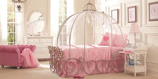 Disney Princess White 6 Pc Twin Carriage Bedroom - Thumbnail - Image 1